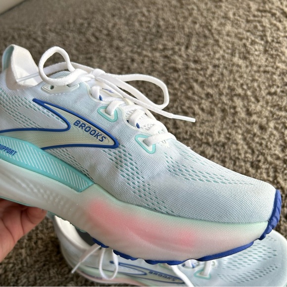 Brooks Glycerin GTS 22 Womens 8.5 B Running Shoes White/LimpetShell/Blue Sneaker - Picture 9 of 16
